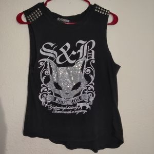 Sugar & Babe tank top black bedazzled medium